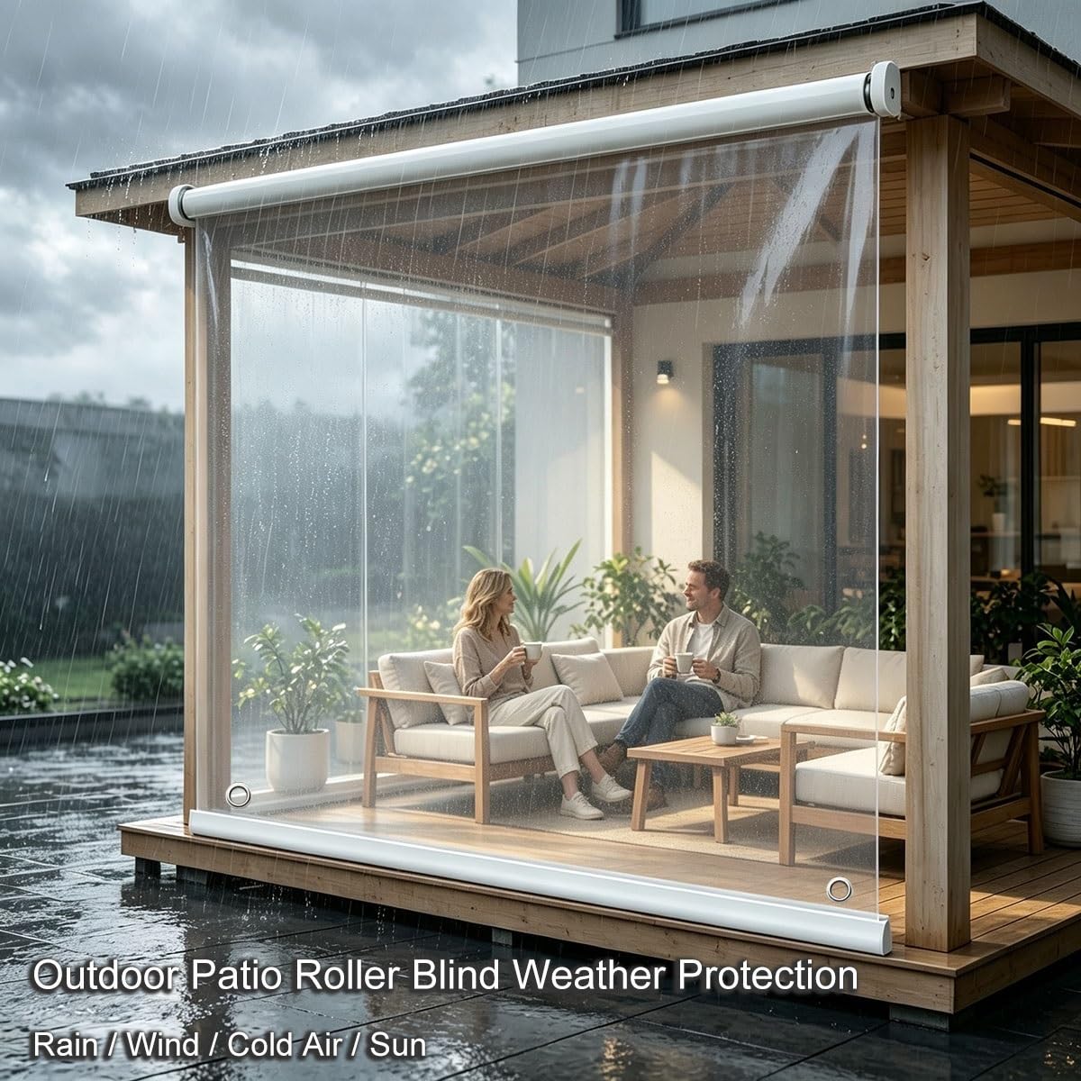 Tapparella avvolgibile trasparente esterna, persiane PVC impermeabili patio