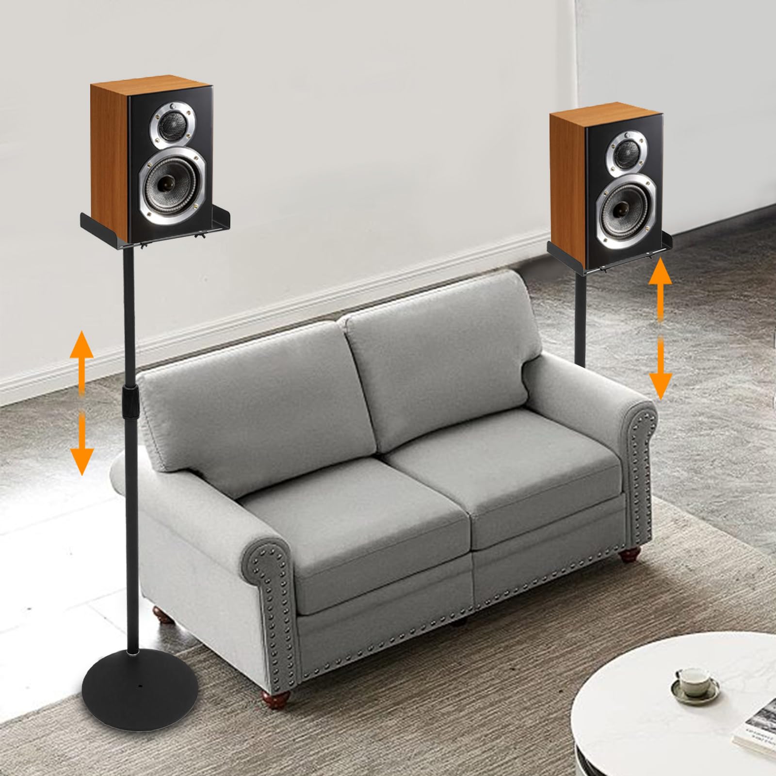 Set di 2 supporti per altoparlanti, regolabili in altezza, 75 – 140 cm, universale, supporto per satelliti con carico fino a 6 kg
