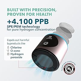 PIURIFY Hydrogen Water Bottle Generator - Up to 4100+ PPB - SPE/PEM Technology - Certified H2 Generator - Portable Athletic Performance & Hydration System - 6-Hour Hydrogen Retention, 10 oz (Pink)