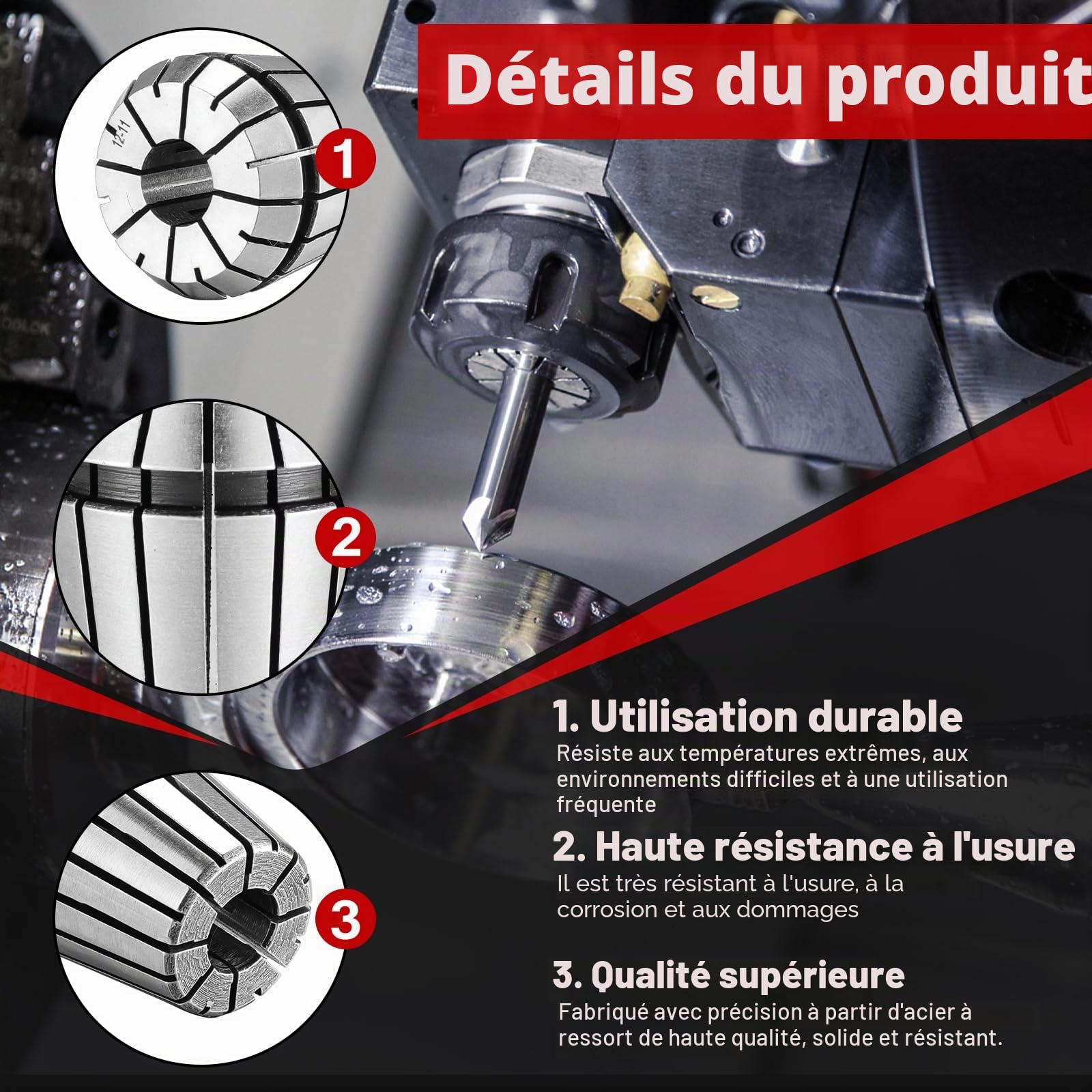 HSEAMALL Ensemble de 19 pinces à ressort de précision ER32, de 2mm-20mm, porte-embouts à pinces ER32 pour la fixation de pièces CNC, gravure et fraisage, outil de tour