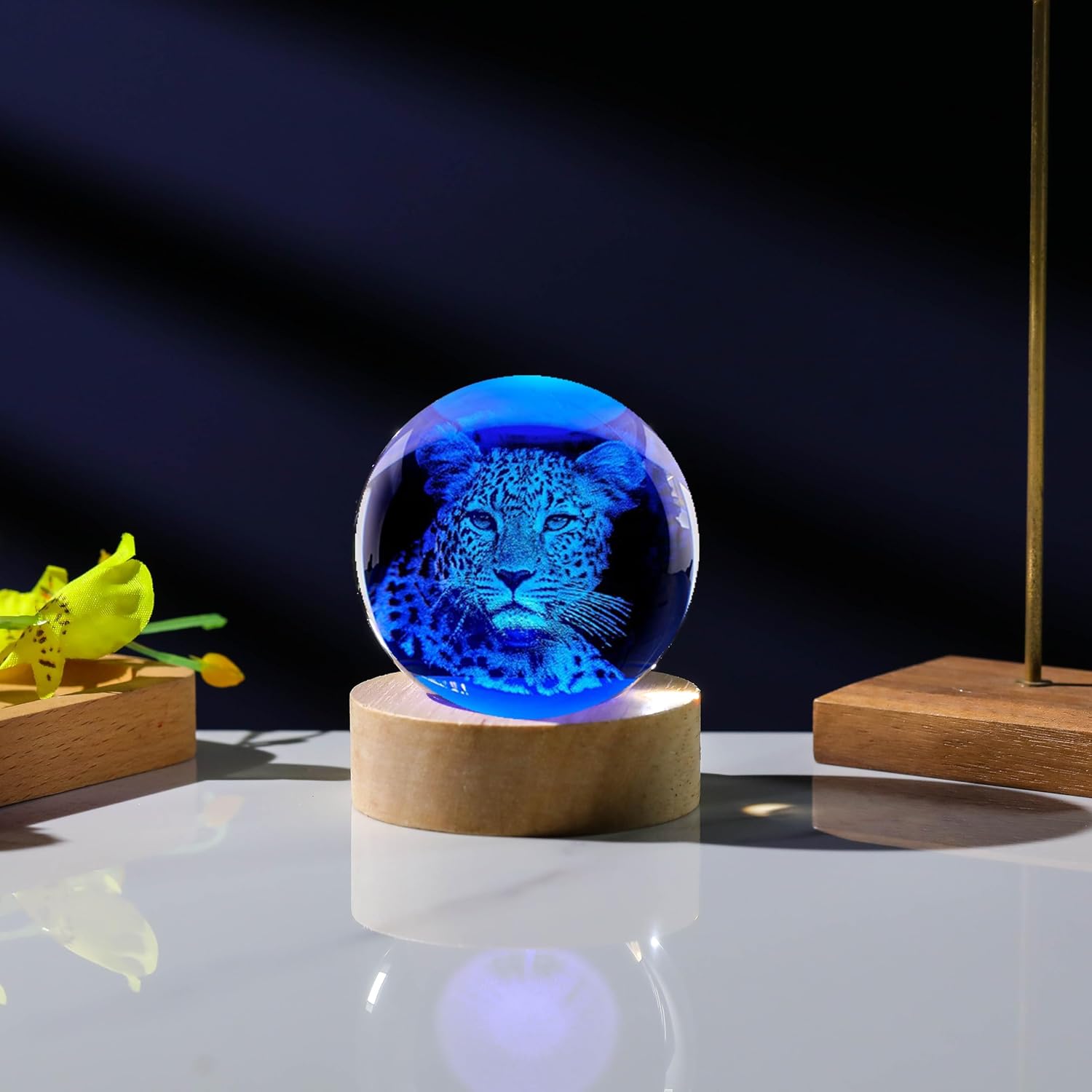 3D Cheetah Gifts for Women - Crystals Ball 60mm - Glass Animals Figurine Cheetah Decor Stuff for Anniversary Birthday - Image 5