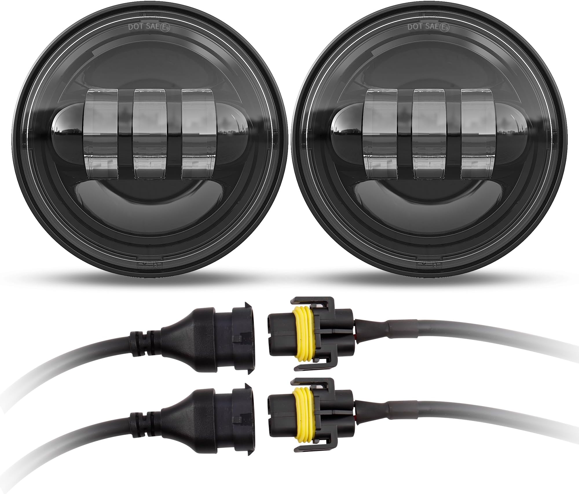 XPCTD 4.5 Inch LED Passing Lights 4-1/2 Driving Fog lights Auxiliary Spot Lights for Electra Glide Road King Ultra Classic 2005 2006 2007 2008 2009 2010 2011 2012 2013 2014 2015 2016 Black