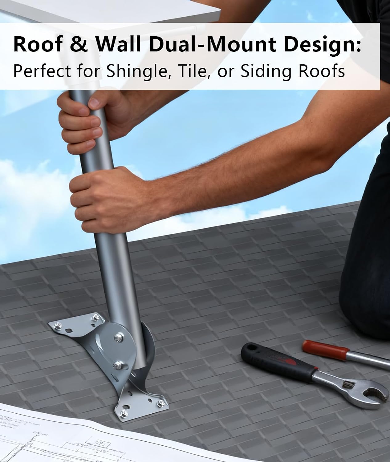 Starlink Bracket Mount - Universal Aluminum Bracket for Starlink Standard & High Performance - Durable & Weatherproof Wall/Roof Mounting Kit