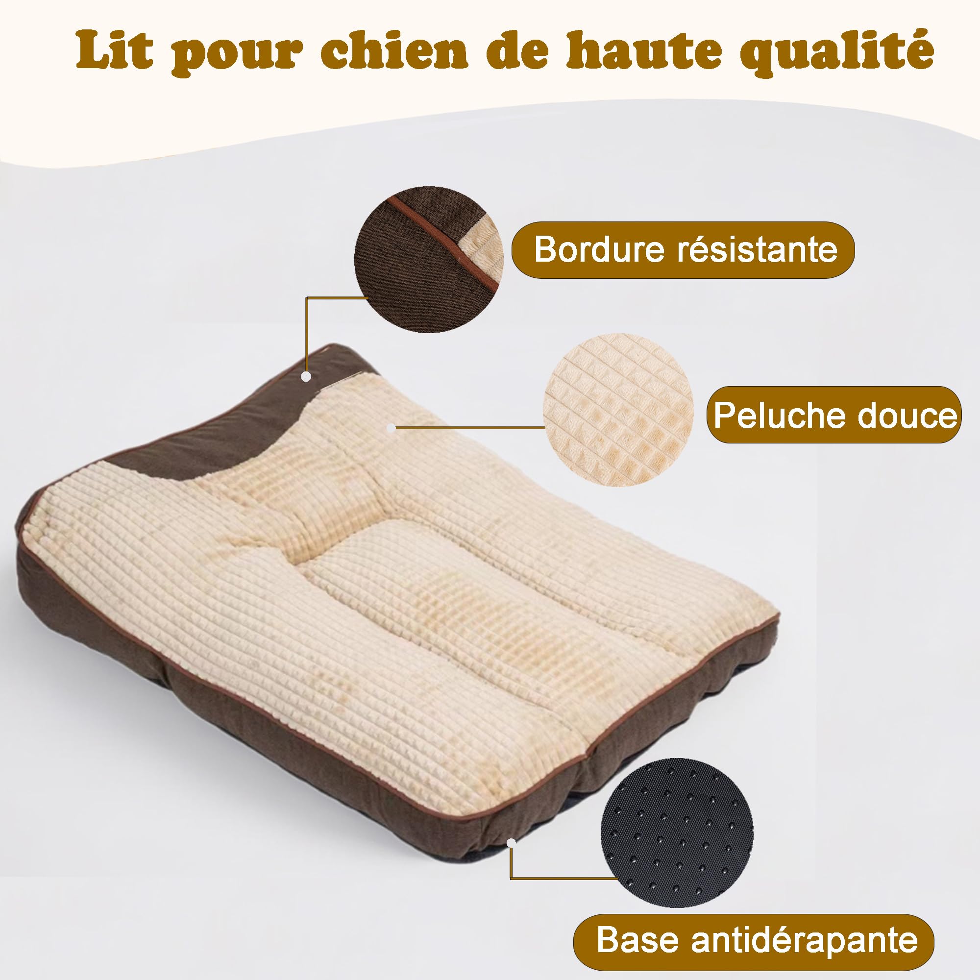 Grande Taille Lit pour Chien Tapis pour Chiens Coussin Animaux | 100x75x21cm, Moelleux Animaux Peluche, Moyen Taille Epais Panier, Dehoussable, Lavable, Base antidérapante