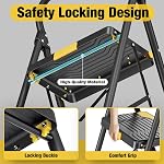 Urackify 4 Step Ladder, Heavy-Duty 330lb Capacity, Wide Anti-Slip Steps & Secure Handrail Compact, Folding Step Stool Portable Design for Home, Kitchen, Office, Pantry, Closet Use, Black