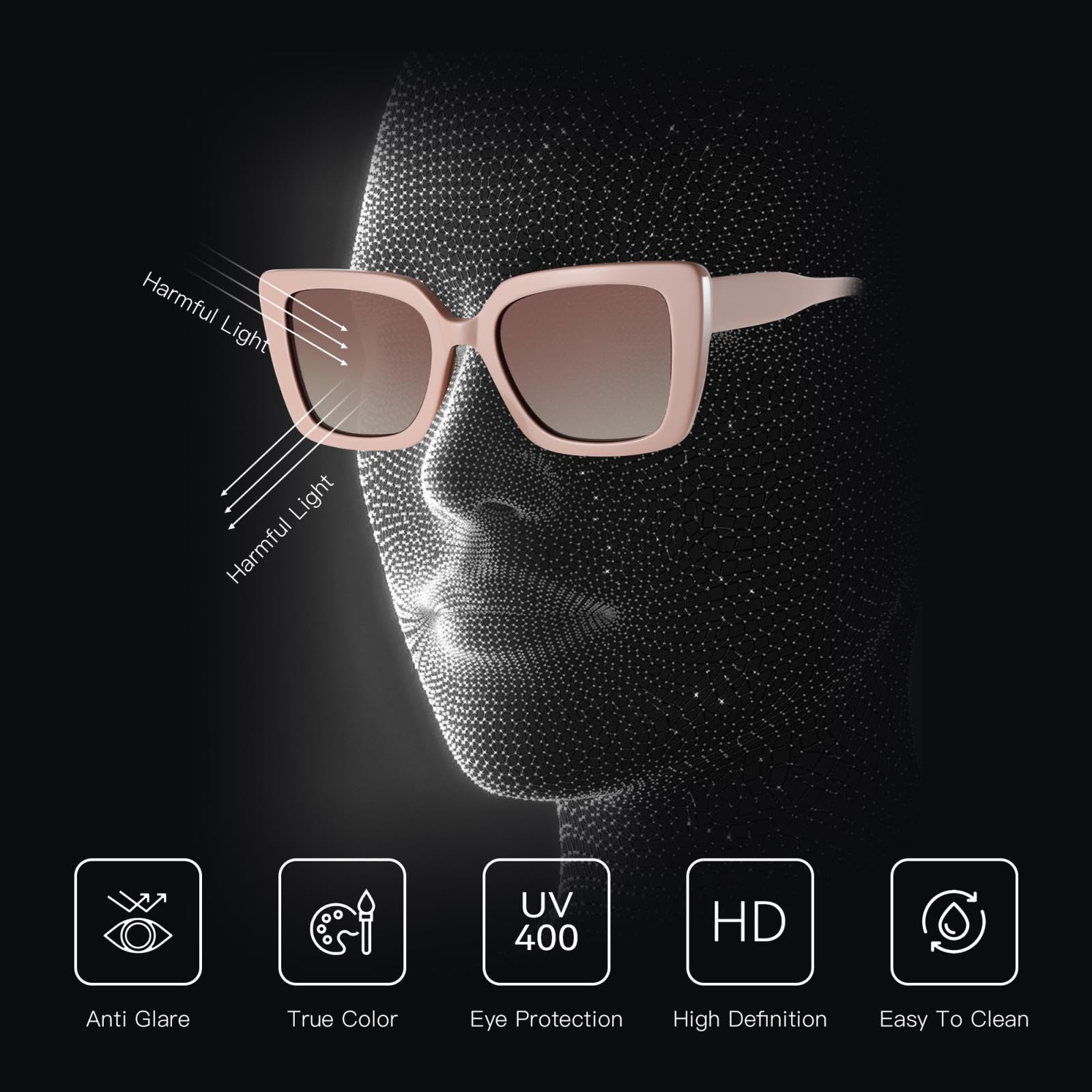 Occhiali da sole con protezione UV400 | Montatura spessa ultraleggera | per donna e uomo | Lenti color caramella per sport all'aria aperta e guida