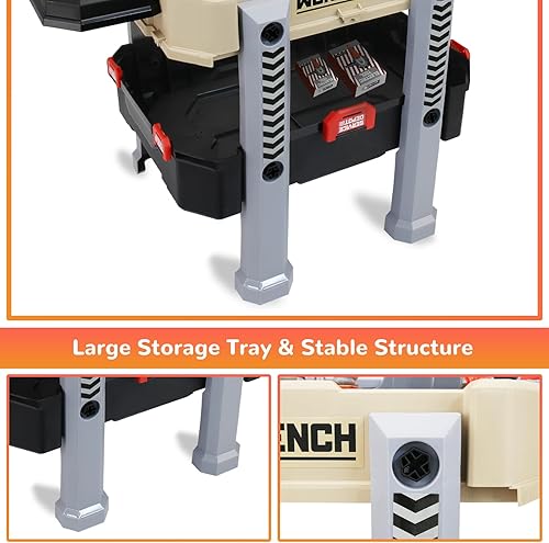 Miniatura 4 de SLTBEH Juego de banco de herramientas para niños pequeños, 78 piezas con kit de herramientas realistas, banco de trabajo para niños con taladro de