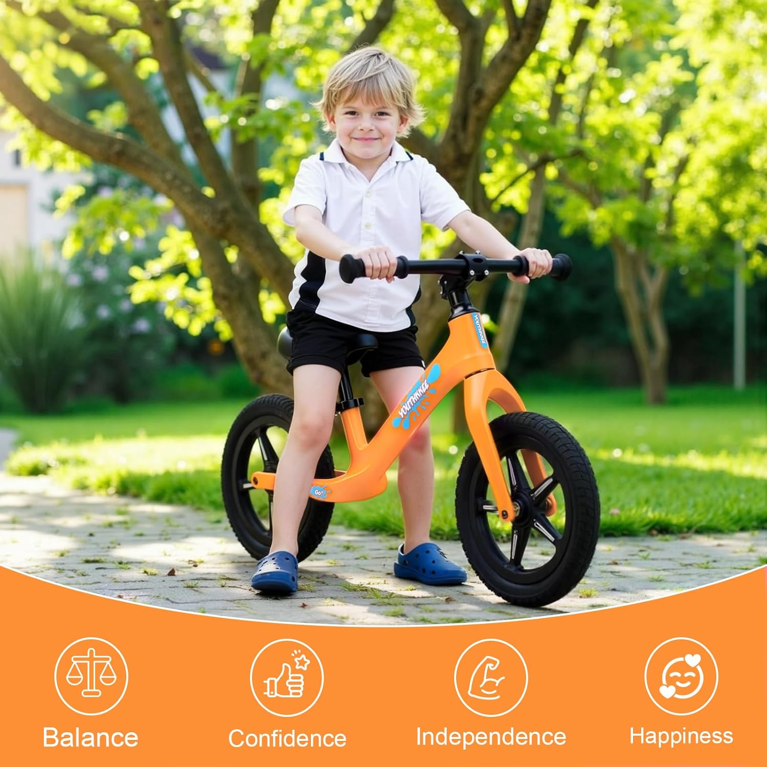 Toddler Balance Bike 2 Year Old, Colorful Lighting 12 Inch No Pedal Kids Toy Bike, Tool-Free Adjustment, Quick Assemble,Gift for 2-5 Boys Girls