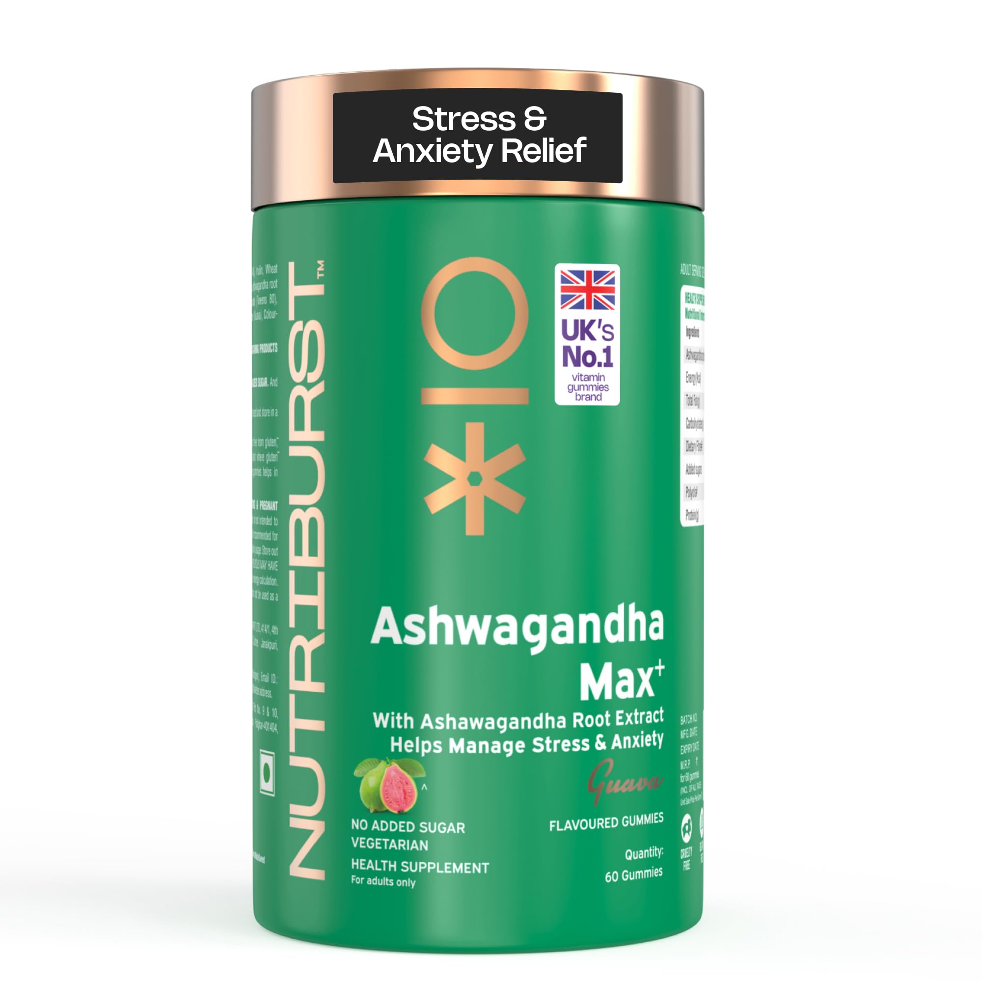 - Ashwagandha Max 500mg Gummies for Stress and Anxiety Relief | Vigour, Energy, Power & Stamina | Relax Refresh Mind & Body | Guava Flavor Gummies, No added sugar| 60 Gummy