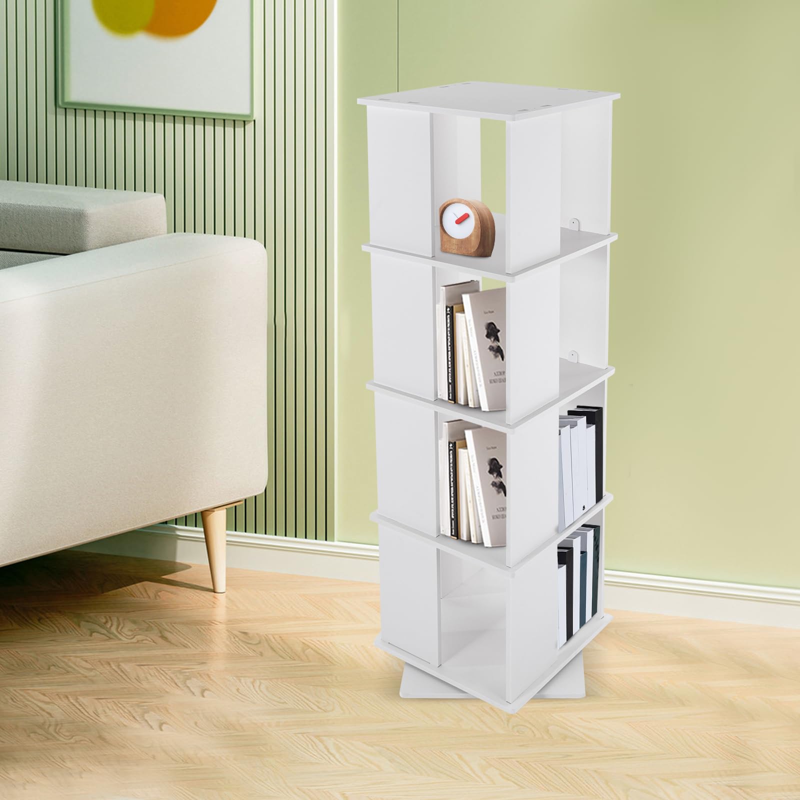 YIYIBYUS Rotating Bookshelf Tower, 360 Display 4-Tier Floor Standing Bookcase Storage Rack For - View #6