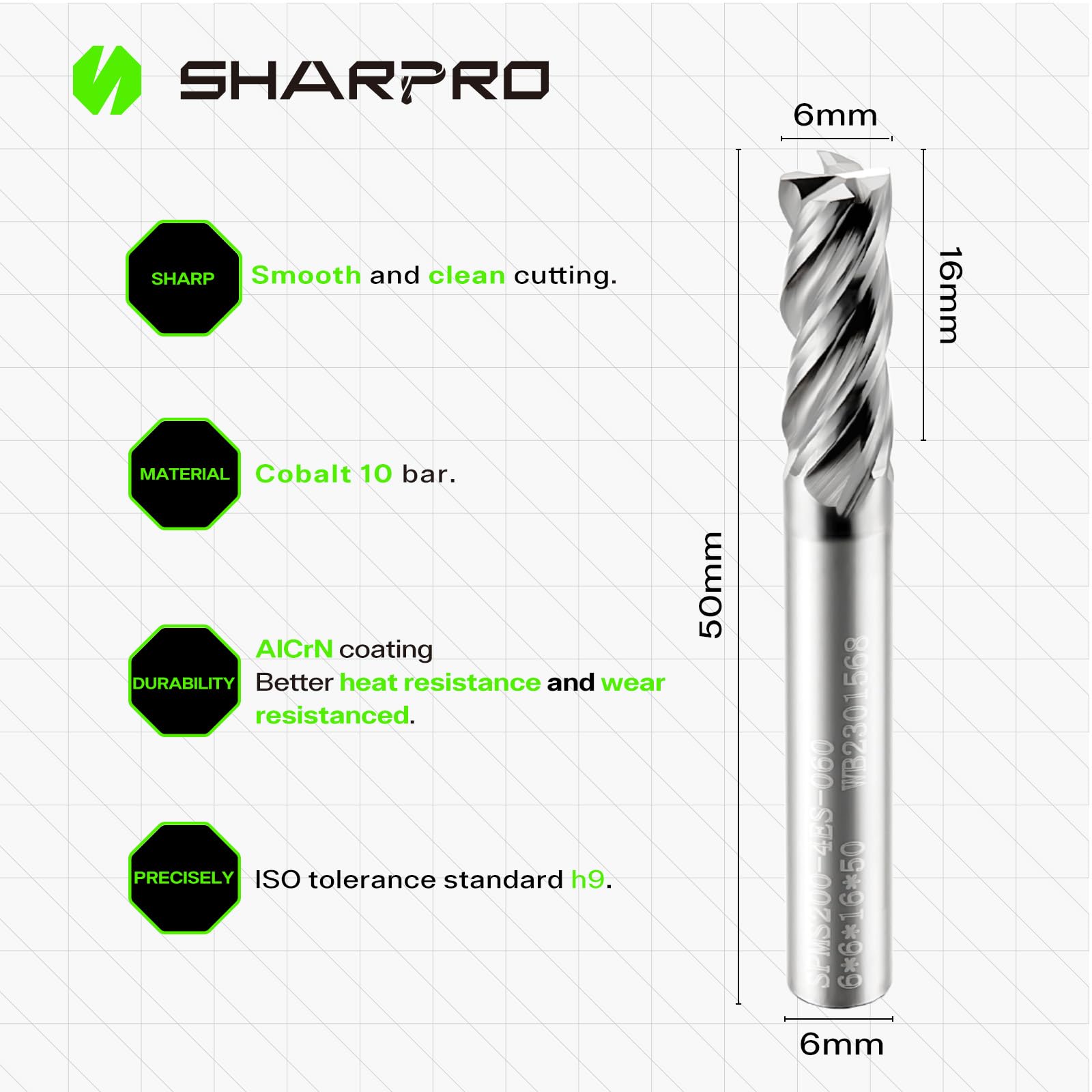 Upcut, fresa elicoidale, gambo da 6 mm, diametro di taglio 6 mm, metallo duro, fresa CNC, ideale per fresare acciai legati, acciaio temperato, metallo e altri 5 pezzi