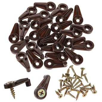 Glass Retainer Clips, 25 Pcs Glass Cabinet Clips 4mm Plastic Mirror Holder Clip Kit Transparent Glass-Door Retainer with Metal Screws for Fixing Window Glasses Cabinet Doors Brown, Gold