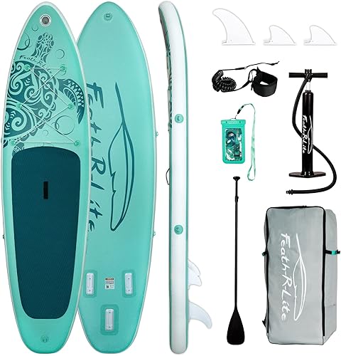 FEATH-R-LITE Paddle Board Inflatable Stand Up Paddle Boards Ultra-Light SUP with Paddleboard Accessories Non-Slip Deck Design for Adults and Youth