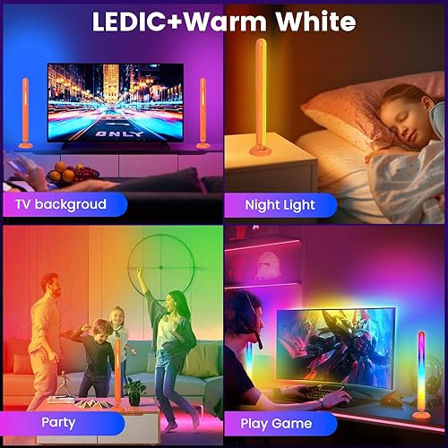 Miniatura 5 de Barras de luz LED inteligentes, retroiluminación Borllyem LEDIC+WW para TV con cuentas de luz dobles, control de aplicación, control remoto RF,