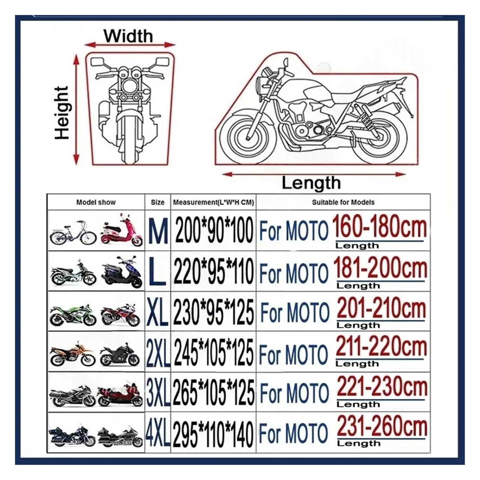 Motorrad Abdeckung Regen Schutz Dicke 300D Indoor Outdoor ML XL XXL 3XL 4XL Motorräder Abdeckungen Plane Mit Outdoo Motorradplane Motor Mope