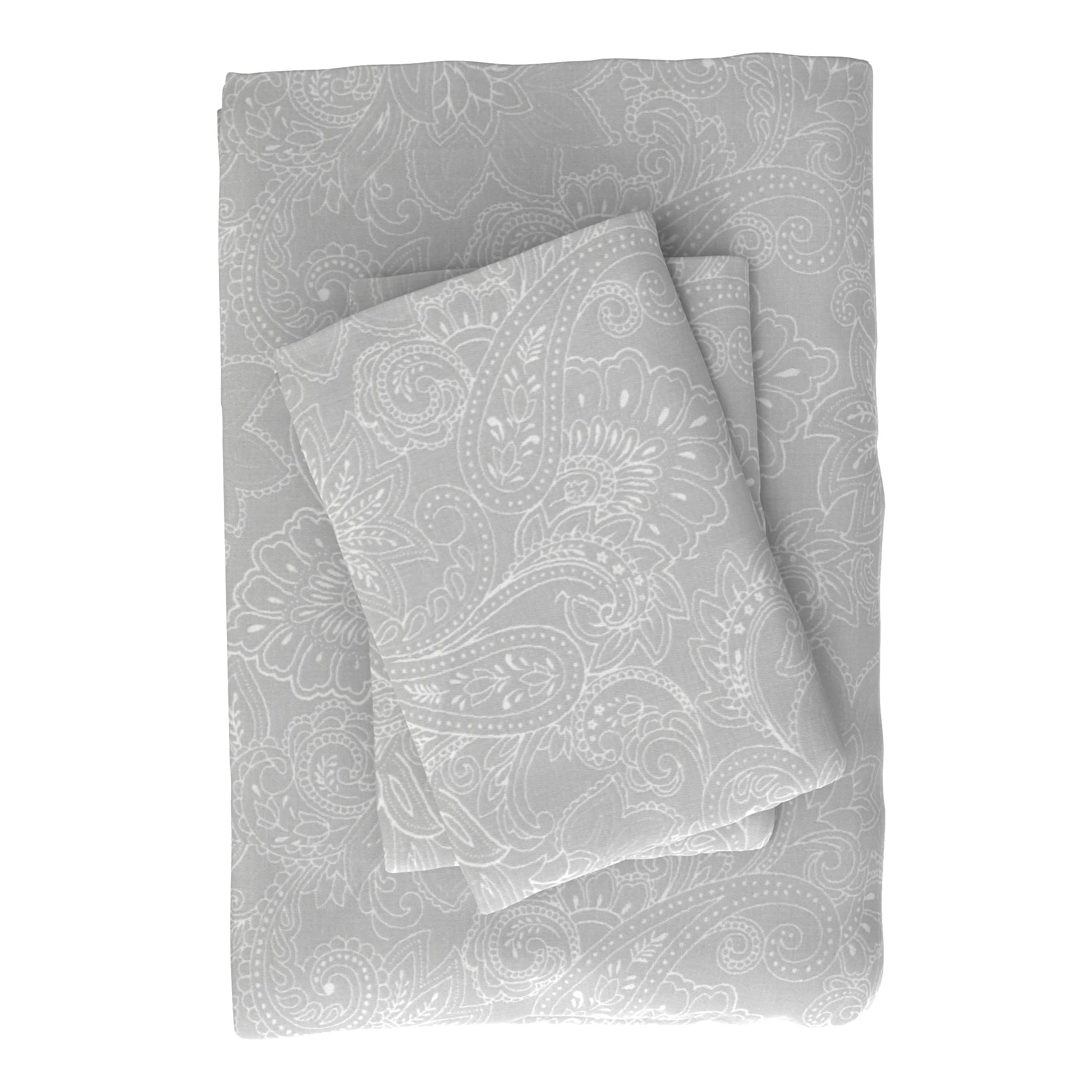 Huesland by Ahmedabad Cotton 210 TC Premium Bedsheet Queen Size Bed Cotton with 2 Pillow Covers - Grey & White-image-40