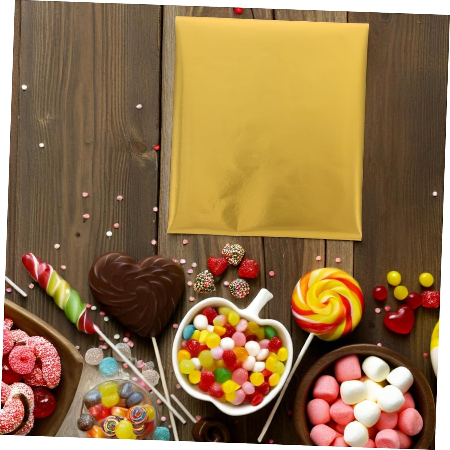 100pcs Aluminum Foil Chocolate Wrappers Candy Paper Wrapping for Christmas Square Candy Packing Papers