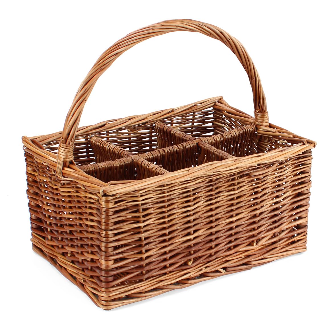 Gadsby Natural 6 Bottle Double Steamed Wicker Bottle Carrier Picnic Bottle Basket