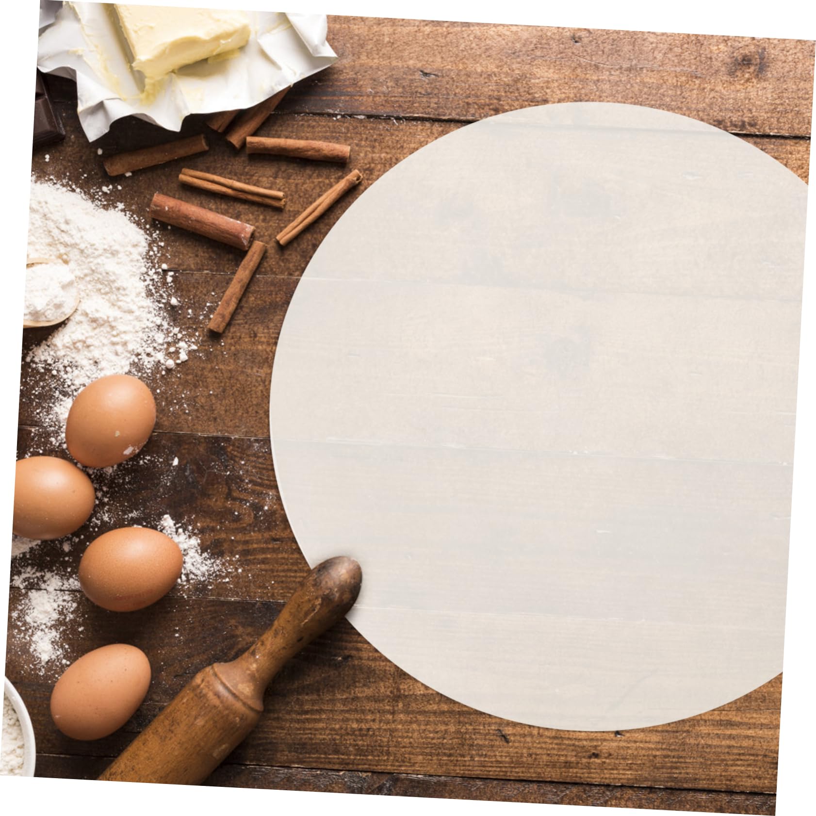DECHOUS Papel Pergamino Antiadherente 23 Cm Redondo, Papel Para Hornear Pasteles y Bandejas, Resistente Al Aceite y Agua, Ecológico, Para Uso Horno y Microondas, Paquete De 500 Hojas