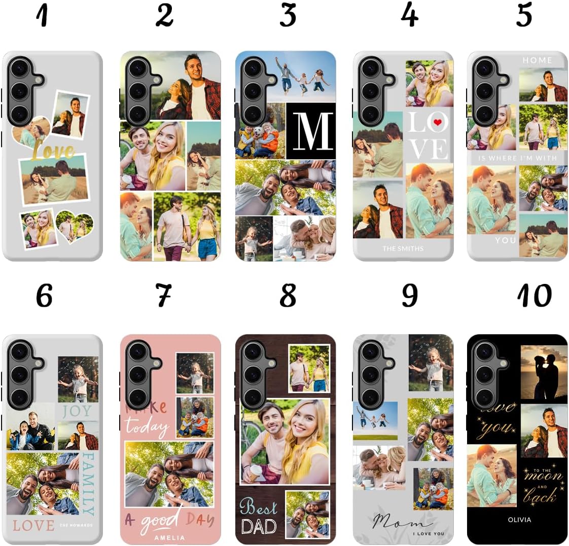 Personalized Case for Galaxy S24 Ultra, Multi-Photo Collage 2 in 1 Shock-Proof Protective Cover Personalized Customized Photo Cover Make Your Own Case for Galaxy S24 Ultra, White