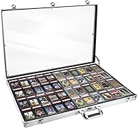 KVZKVZ Silver 34x22 Lockable Aluminum Trading Card Display Case with Handle - Secure Sports Card TCG Jewelry Storage