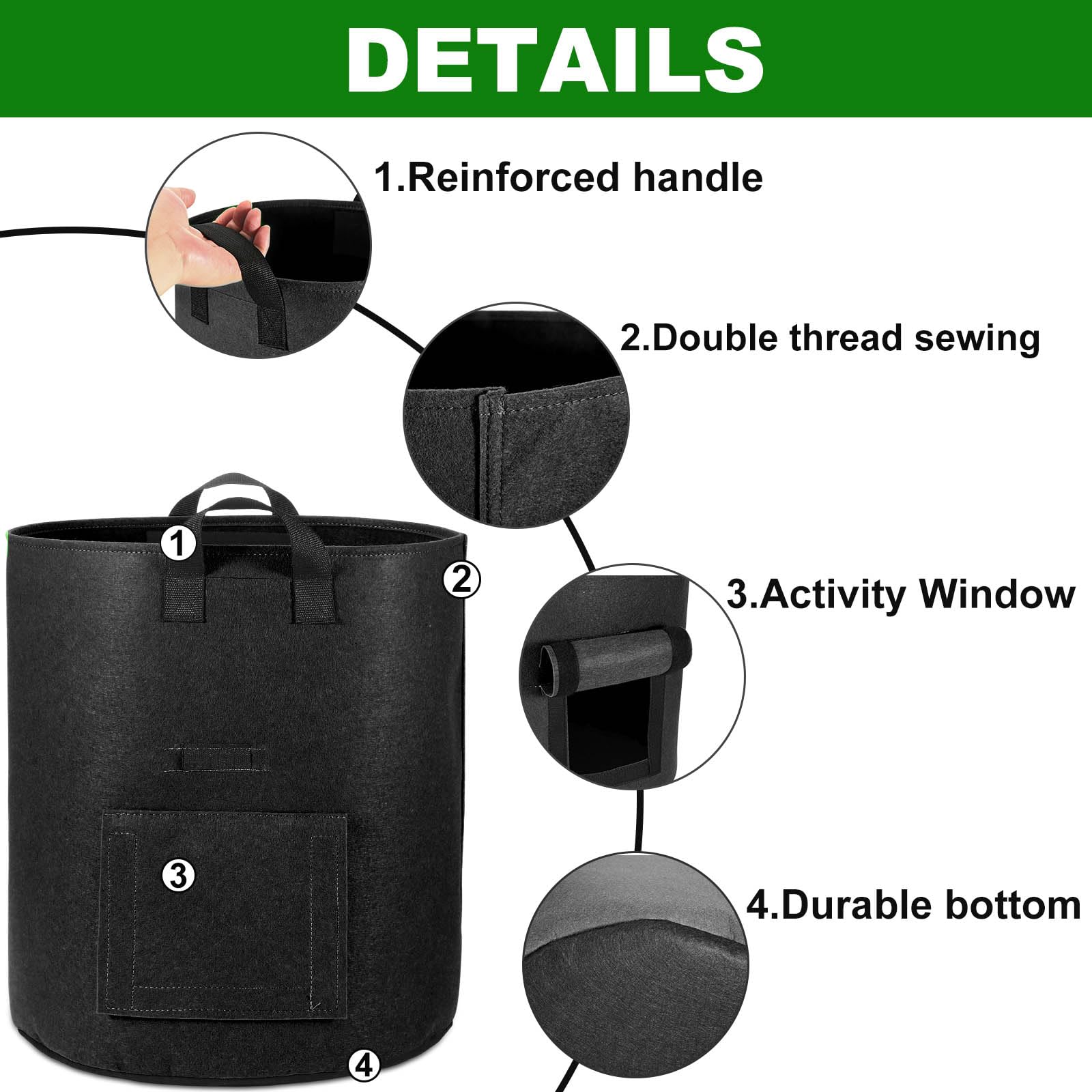 OPPOLIFE 6-Pack 10 Gallon Potato Grow Bags with Flap Window - Image 3