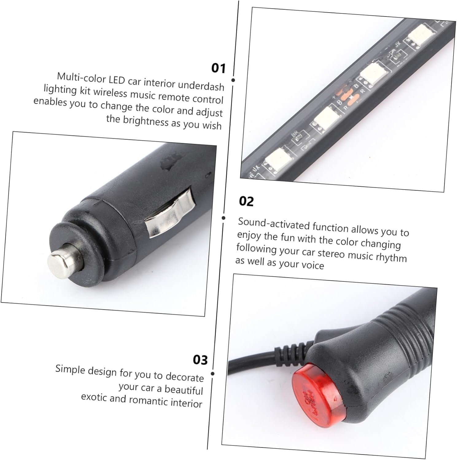 STOBAZA Led Car Interior Lights Kit RGB Strip Lights Sound Activated Music Dashboard Under Dash Led for Flexible Water Resistant
