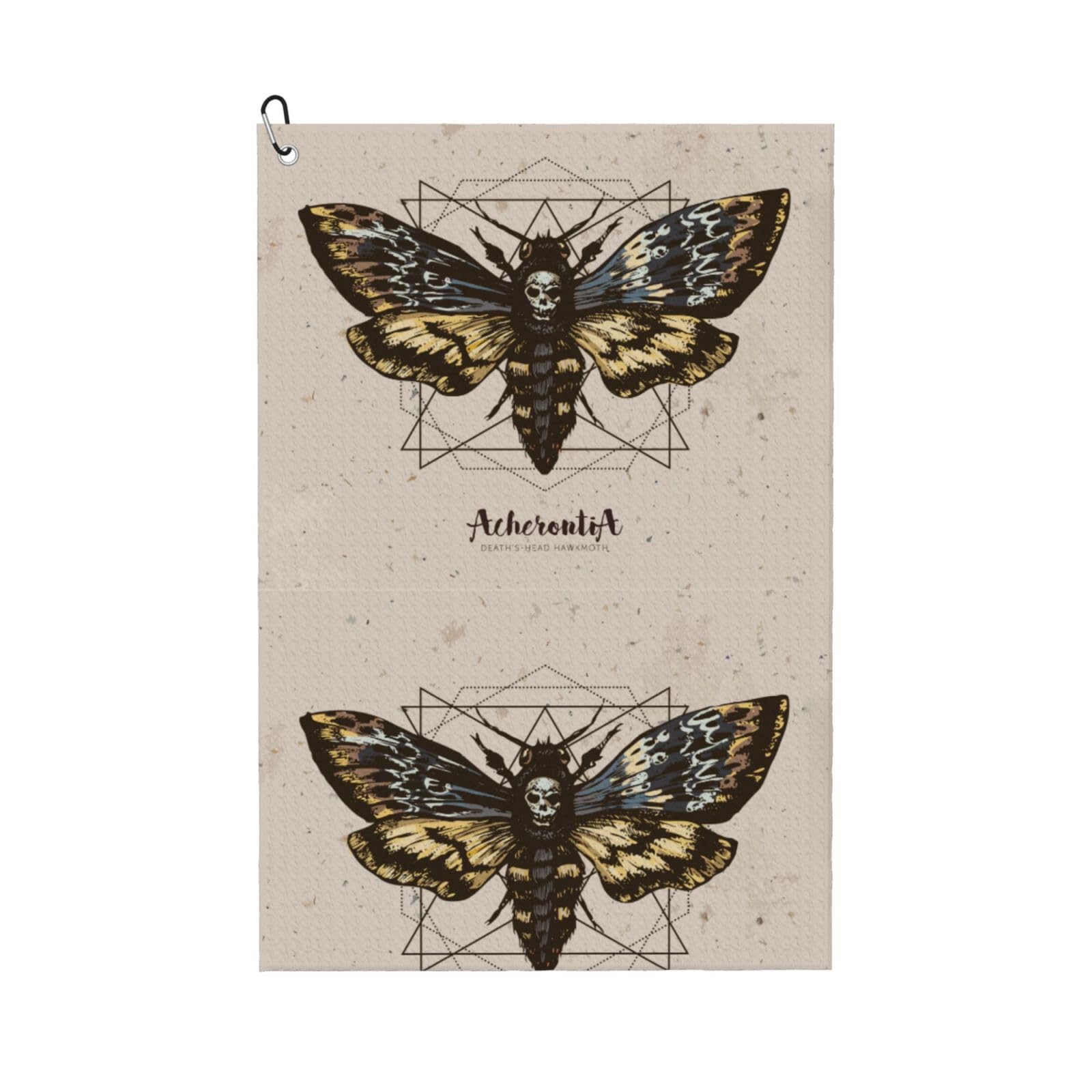 peiyeety Psychedelic Death's Head Hawk Moth Microfiber Golf Towel with Carabiner Clip, 16x24 Inch Absorbent Waffle Weave Towel for Golf Bags