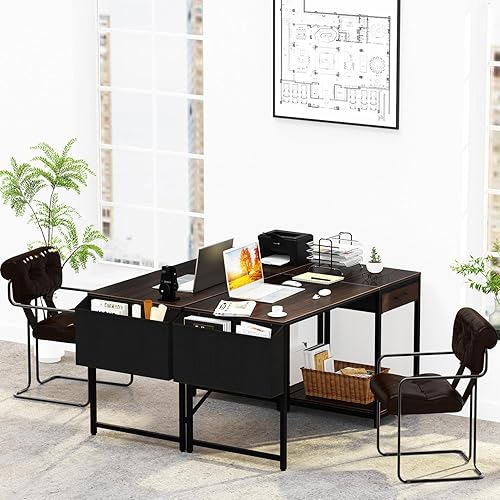 Miniatura 5 de Escritorio para computadora con cajón de 47 pulgadas para oficina en casa con almacenamiento, mesa de escritorio simple y moderna para trabajo, para