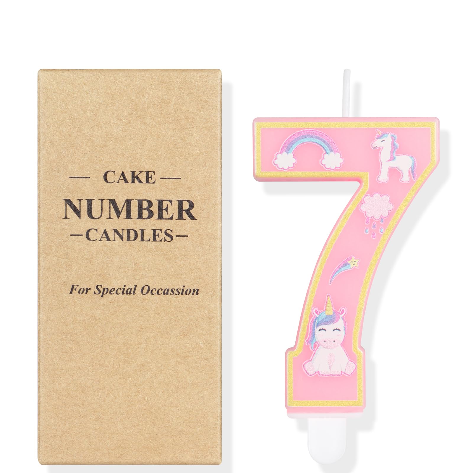 DERVENTA Bougie D'anniversaire En Forme De Chiffre De Licorne Blanche - Décoration De Fête - 1 Pièce (licorne Numéro 8