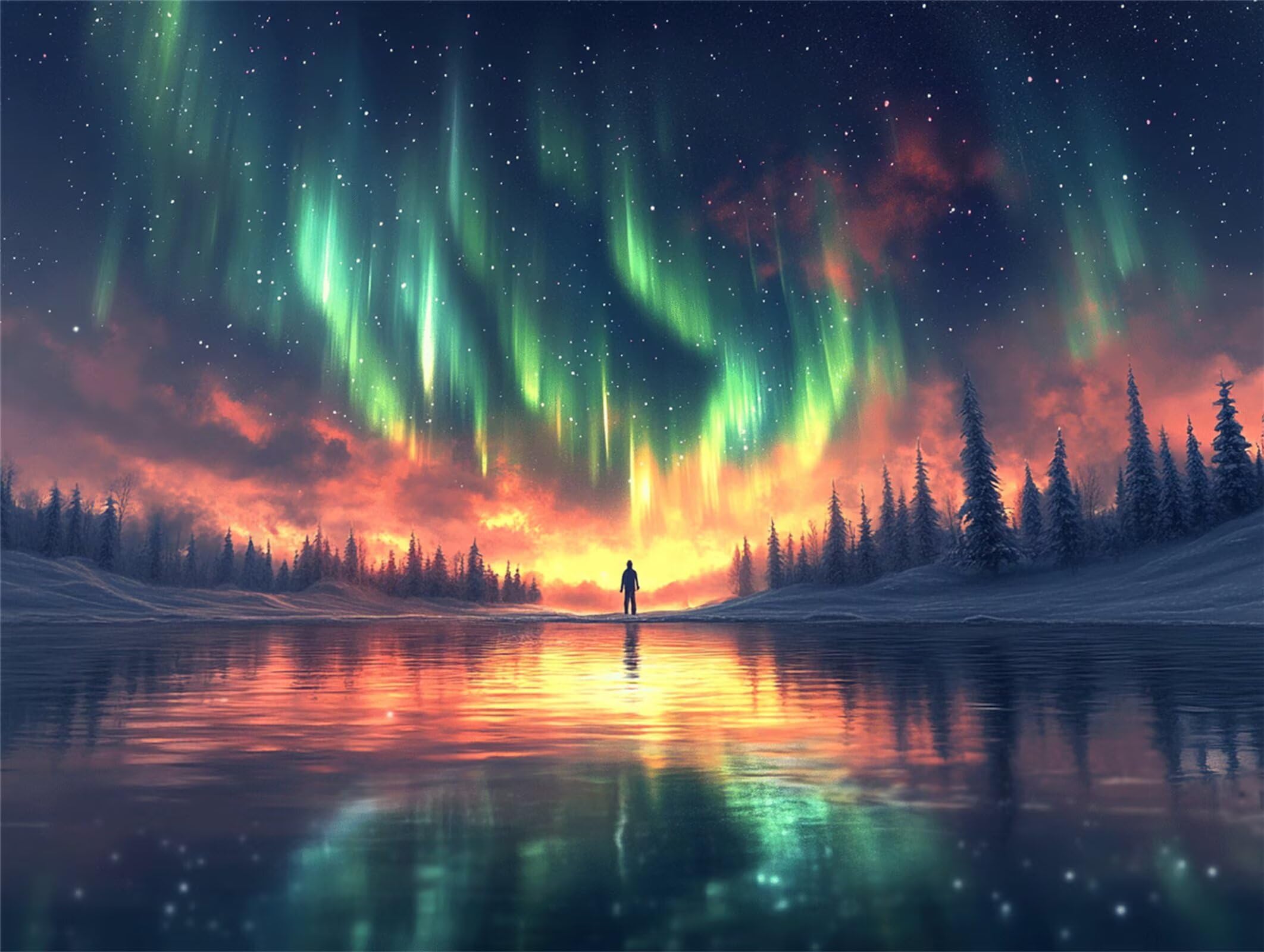 Puzzle dla dorosłych 2000, gwiaździste niebo Aurora, 99x70cm, n-788