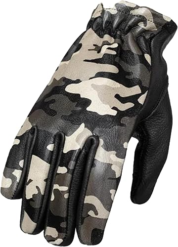 First Mfg Co Roper - Guantes de cuero para motociclista para hombre y mujer, piel de vaca suave desnuda, puño corto sin forro, estilo clásico, punta