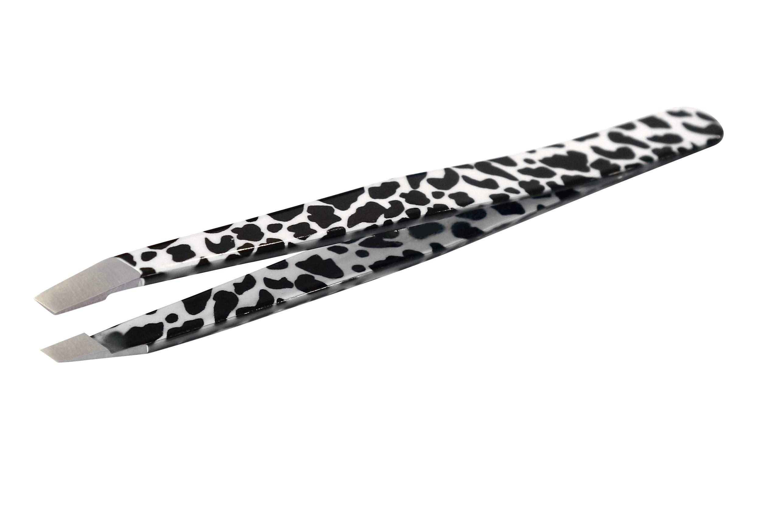 Pinzetta obliqua B&W Leopard TNS Cosmetics - in acciaio inox qualità professionale