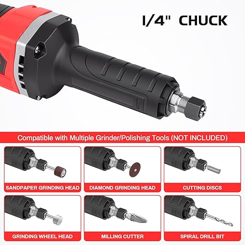 Miniatura 8 de Amoladoras inalámbricas, motor sin escobillas de hasta 25000 RPM, pinza de 1/4 pulgadas para pulido, corte, eliminación de óxido, desbarbado