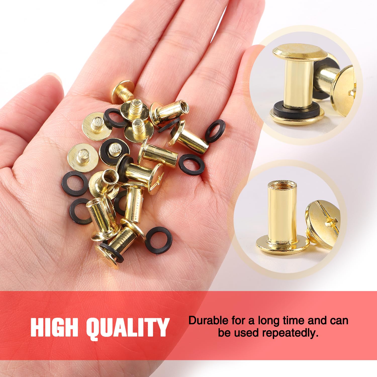 YIXISI 20 Set M5x10mm Chicago Binding Screws Kit, Book Binding Rivets, Leather Rivets, Binding Screws Posts - Image 3
