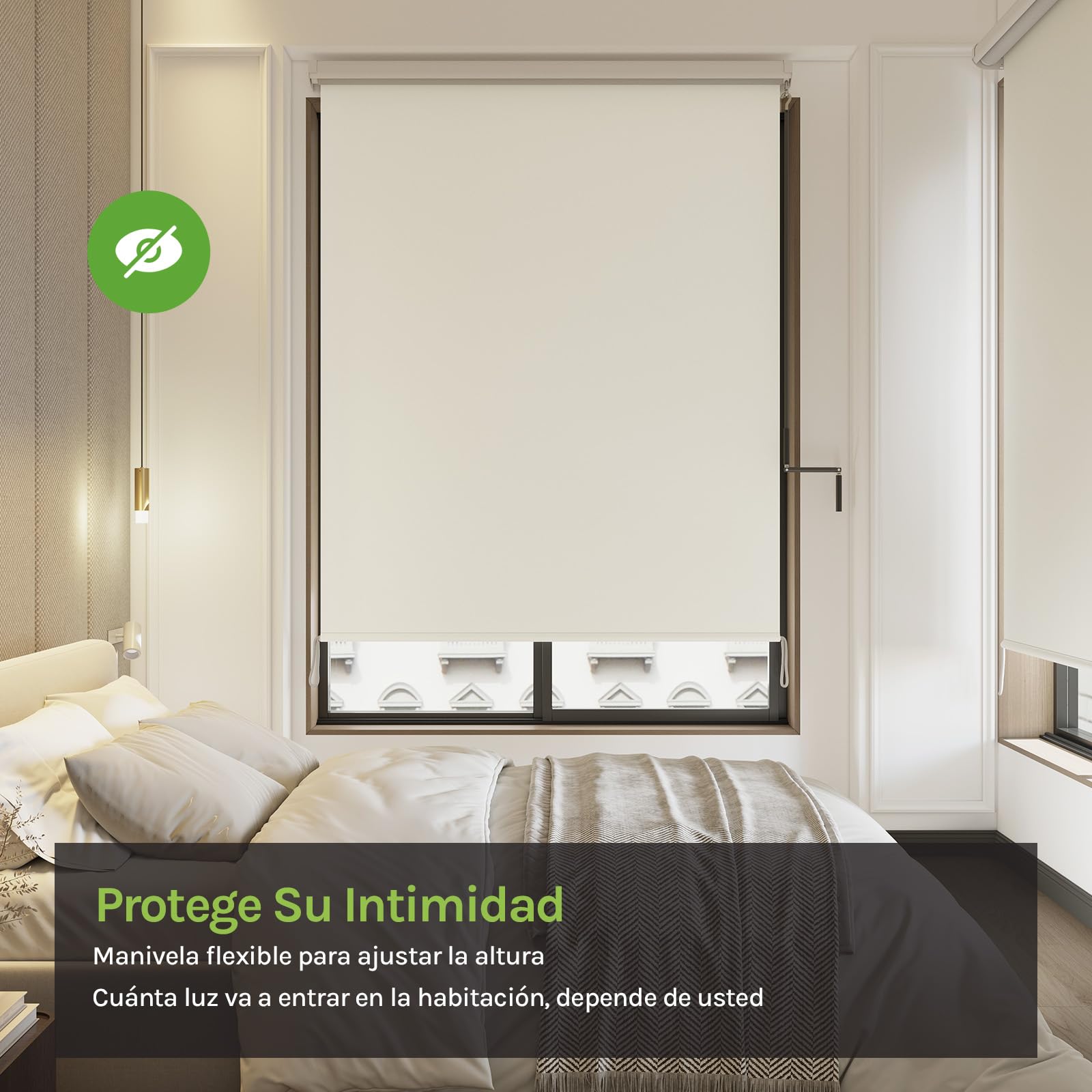WOLTU Toldo Vertical Exterior con Manivela Manual, 140x240 cm Beige | Estor Persiana Enrollable Retráctil, Estor para Balcón Terraza Jardín, Pantalla de Privacidad Toldo, Protección Solar UV