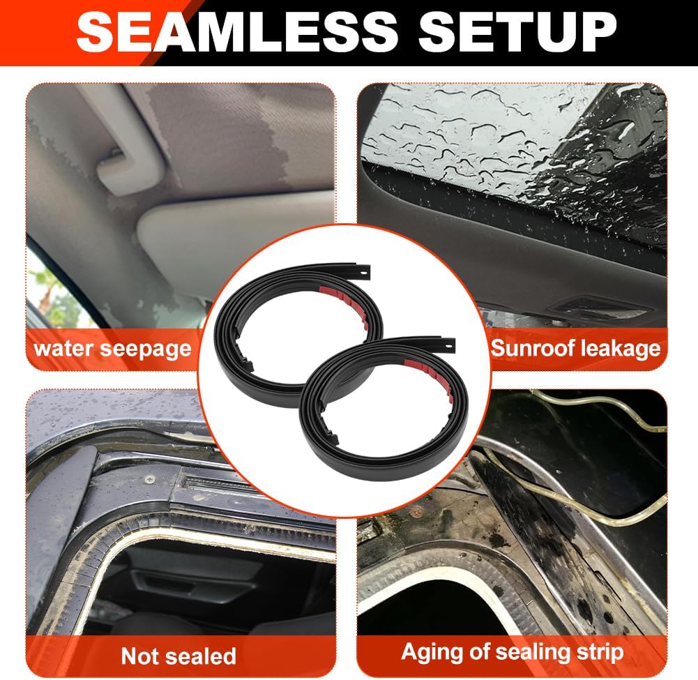 Roof Drip Molding Strip Weatherstrip Seals Compatible with Toyota Tundra Crewmax 2007-2021, Rubber Sealing Trim Replace 75552-0C060 75551-0C060, Left and Right, 2PC