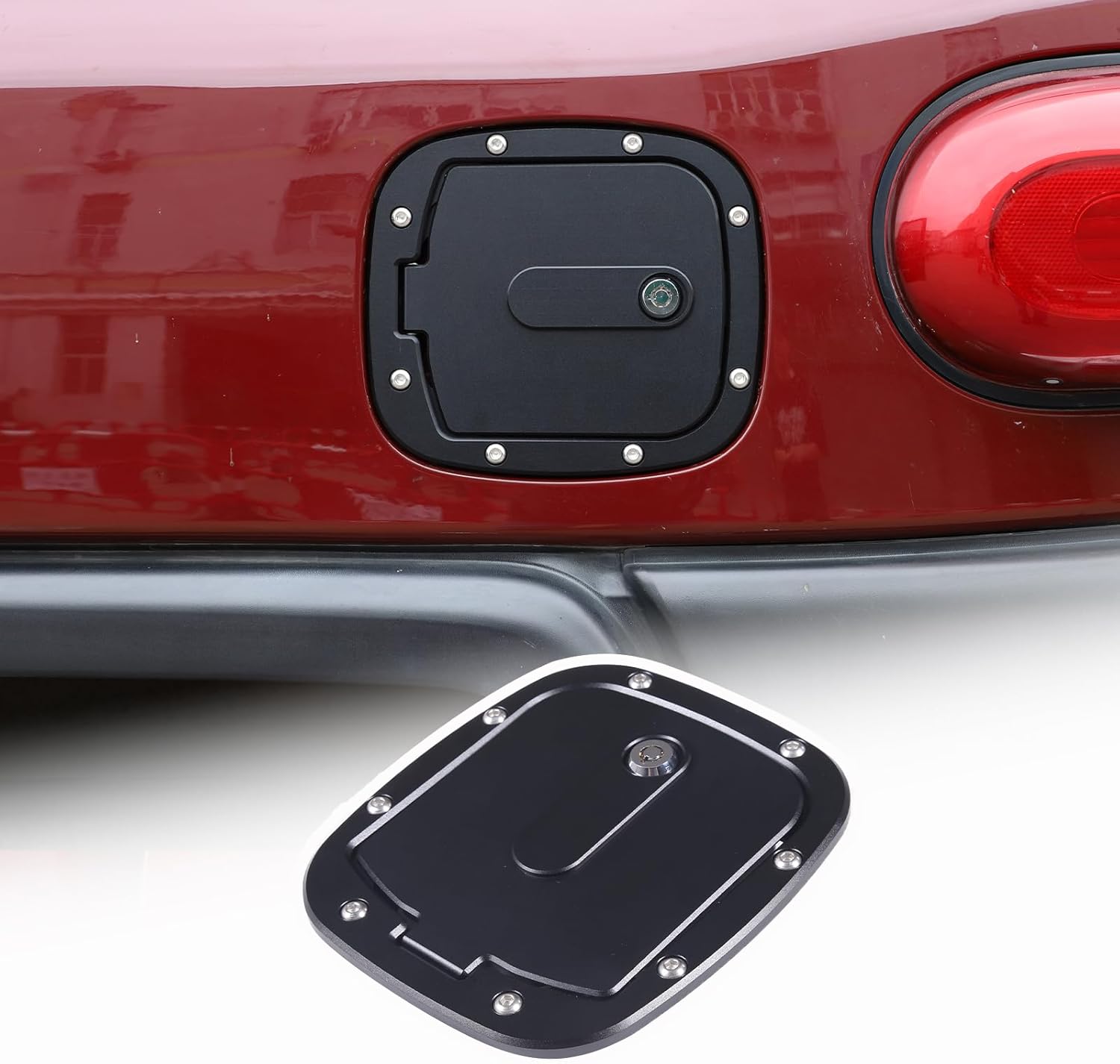 LLKUANG Car Gas Cap Fuel Door Decoration Kit Fit for Toyot@ FJ Cruiser 2007-2021 Auto Aluminum alloy Fuel Tank Cover Trim Replacement Parts