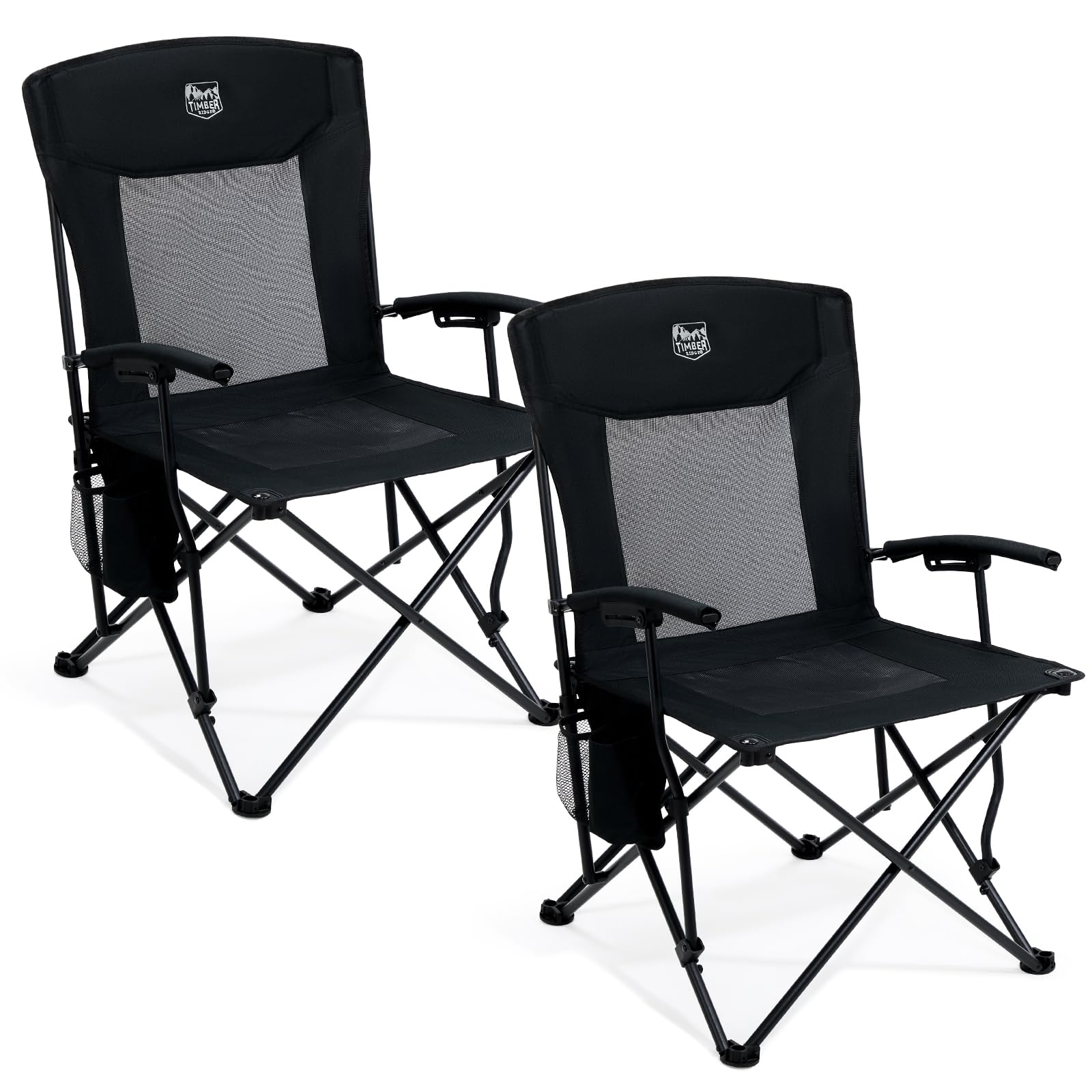 TIMBER RIDGE Campingstuhl Faltbar Leicht Klappstuhl 150 kg Belastbar mit Netzrücken Outdoor Bequem, Tragbar Strandstuhl Anglerstuhl für Festival, Angeln, Garten, Picknick, Balkon