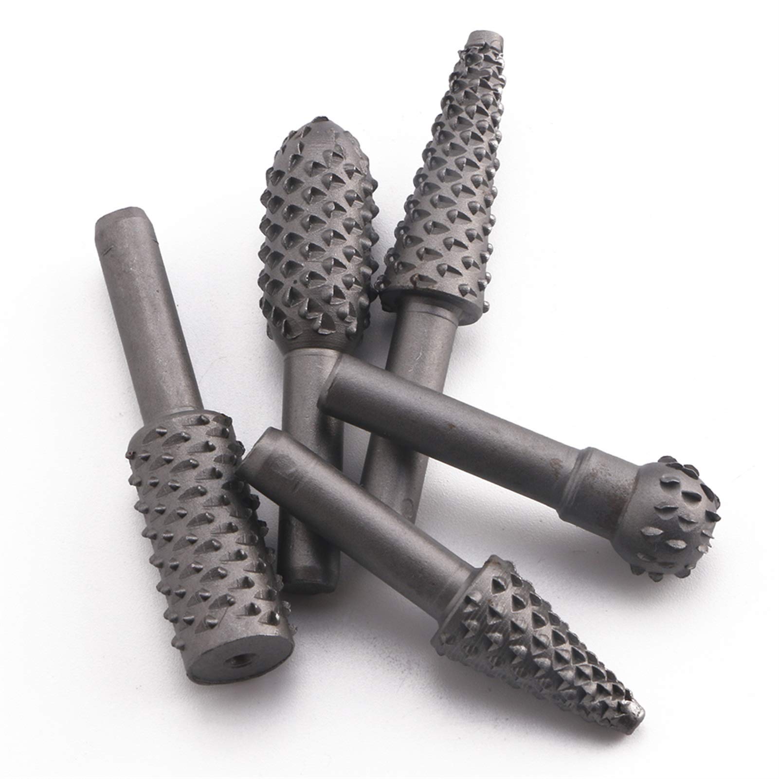 PiWine Feilen-Set, Metallfeilen-Set, 5-teilig, Holzbearbeitung, Drehgrat, Holzschnitzerei, Raspel, Bohrer-Set, 6 mm Schaft, grobverzahnte, robuste Feile