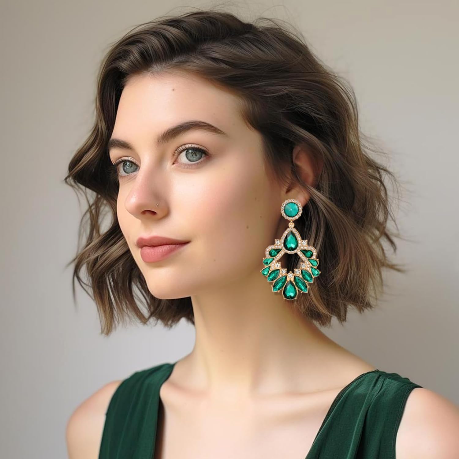 Fashion Rhinestone Statement Drop Dangle Earrings Large Colorful Crystal Chandelier Earrings for Women Bridal Wedding Party Prom - Image 2