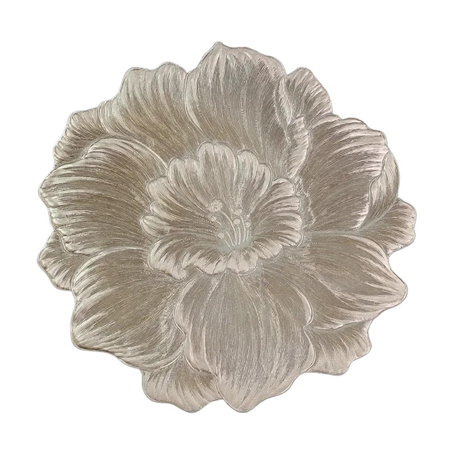 PVC Dining Table Mat 6/4pcs Creative Flower Shaped Placemat PVC Dining Table Decoration Mat Bowl And Plate Tableware Tea Coffee Cup Coaster(HA Gold,6pieces)