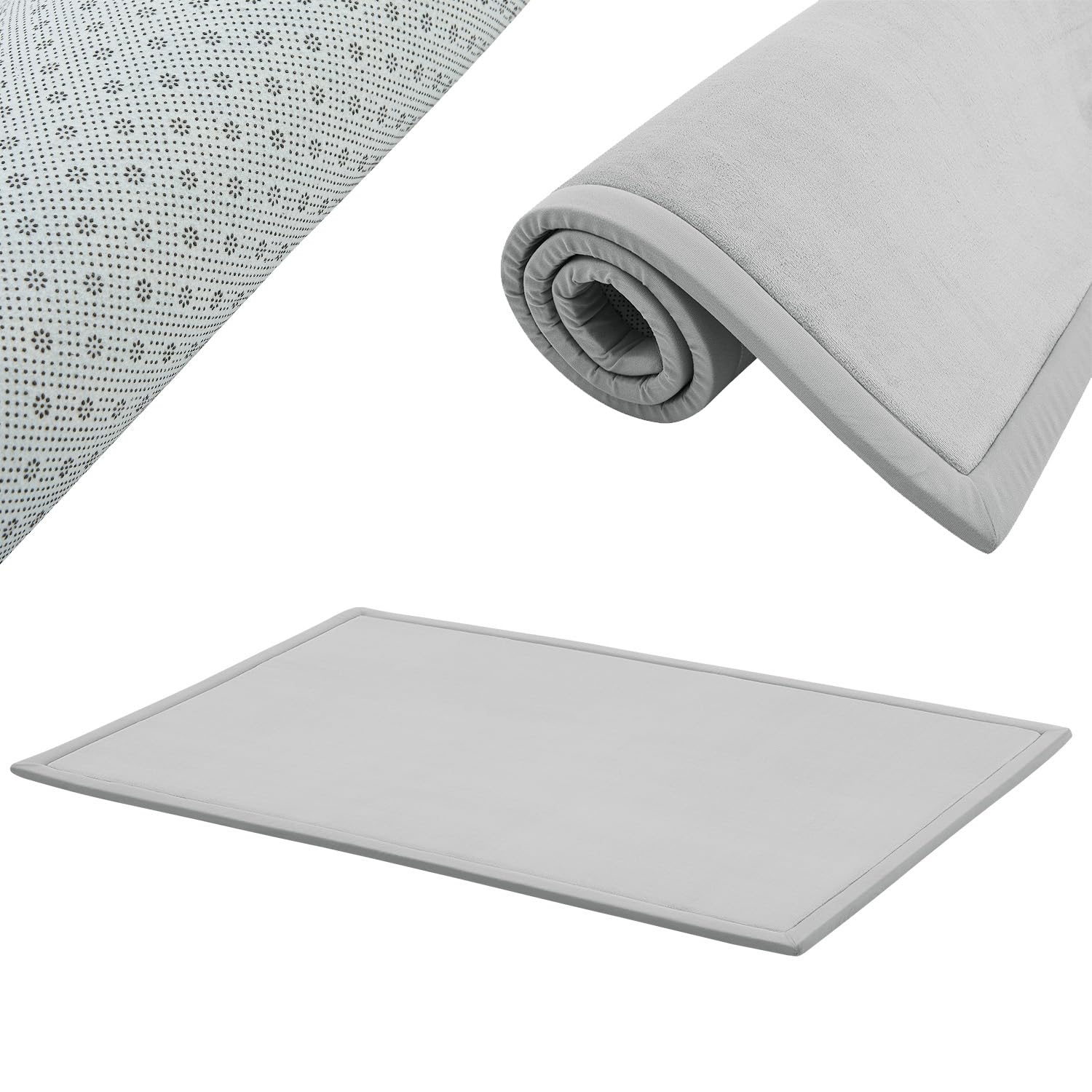 Juskys tappeto morbido e antiscivolo da 180x120 cm per gattonare, ideale per bambino, neonato, yoga – Grigio