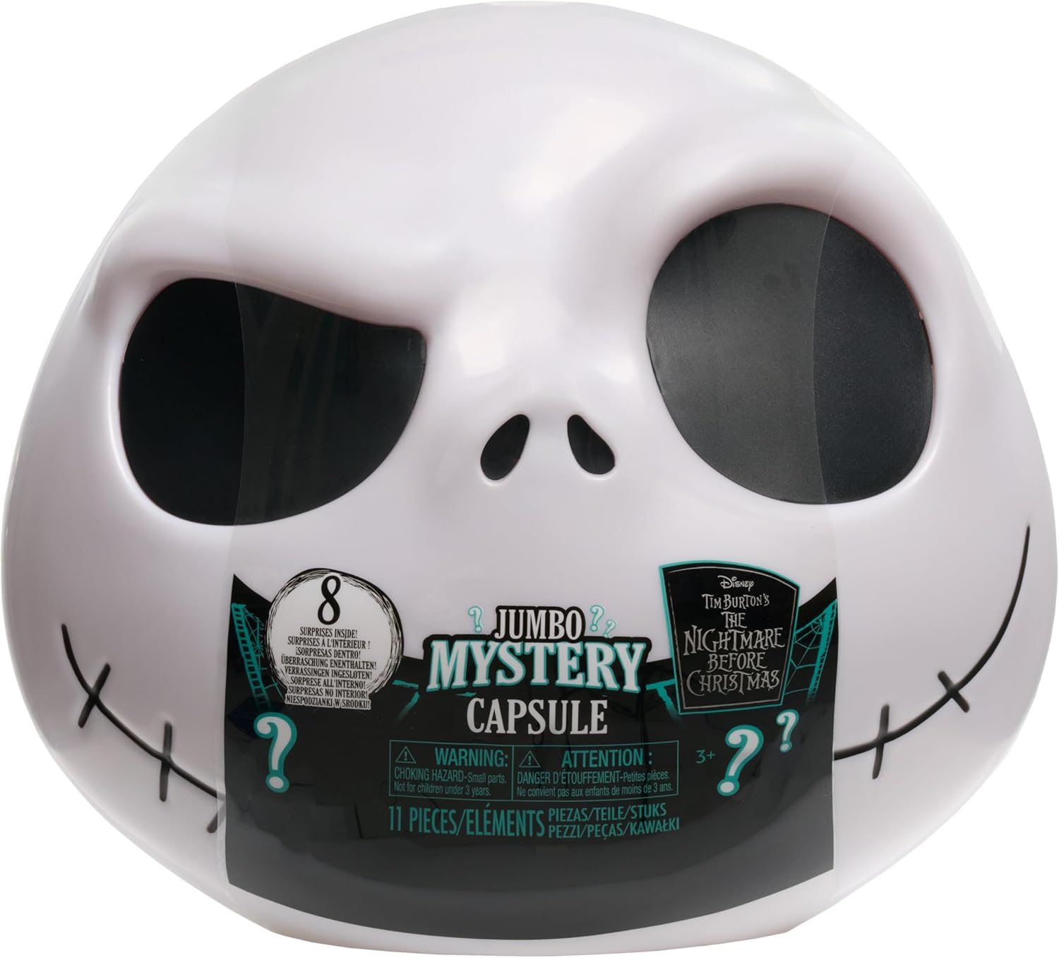 Just Play Disney Tim Burton's The Nightmare Before Christmas Jumbo Mystery Capsule, 8 Surprises Inside, Collectible Figures, Blind Box, Toy for Fans, Boys, Girls, Kids Ages 3 and Up by