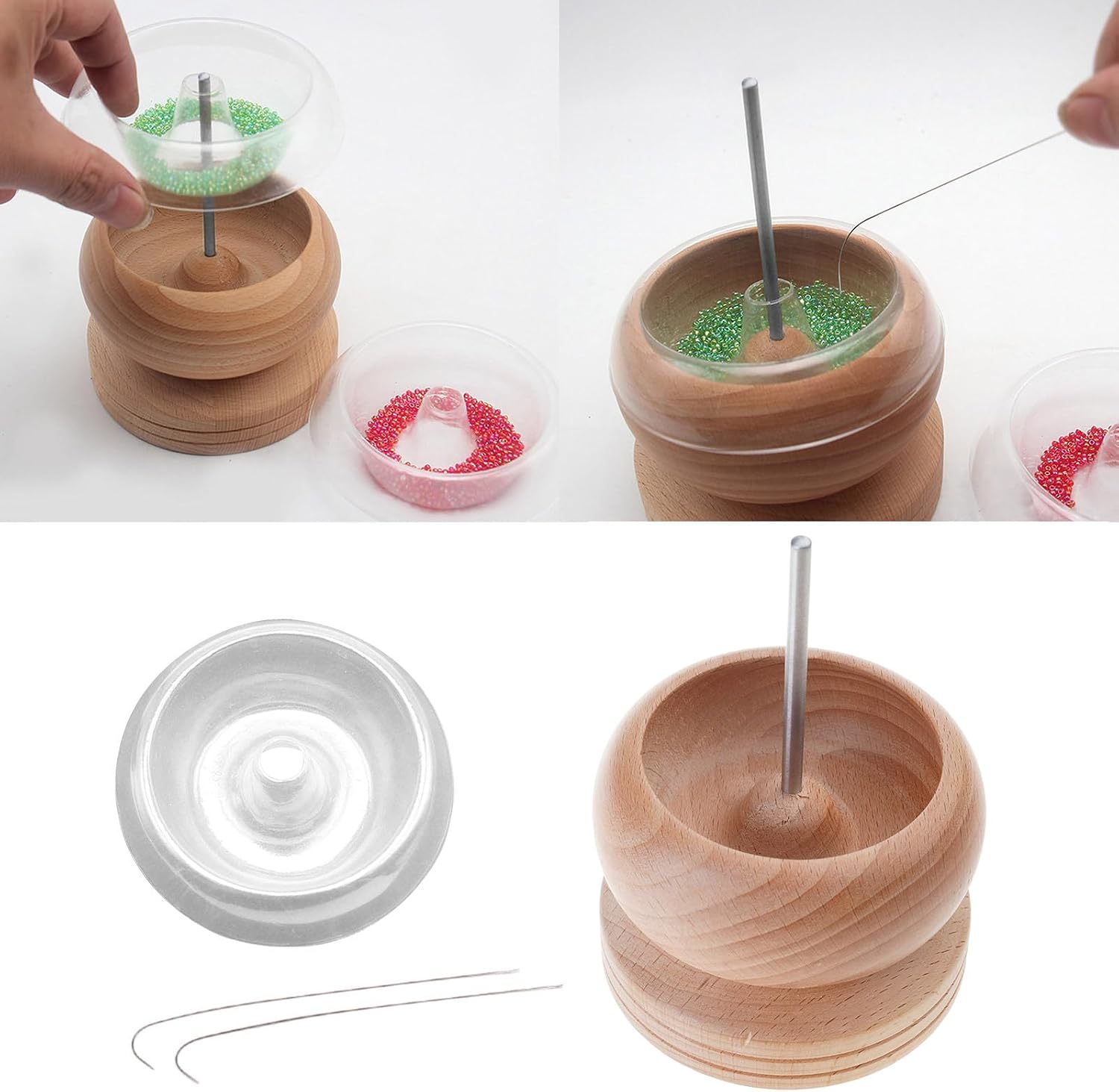 Elnwnnkc Beading Bowl Spinner Efficiently String Beads with Speed and Ease Bead Spinner Bowl Clear Beads Loader Holder Bead Stringing Tool Fringe Necklace Maker