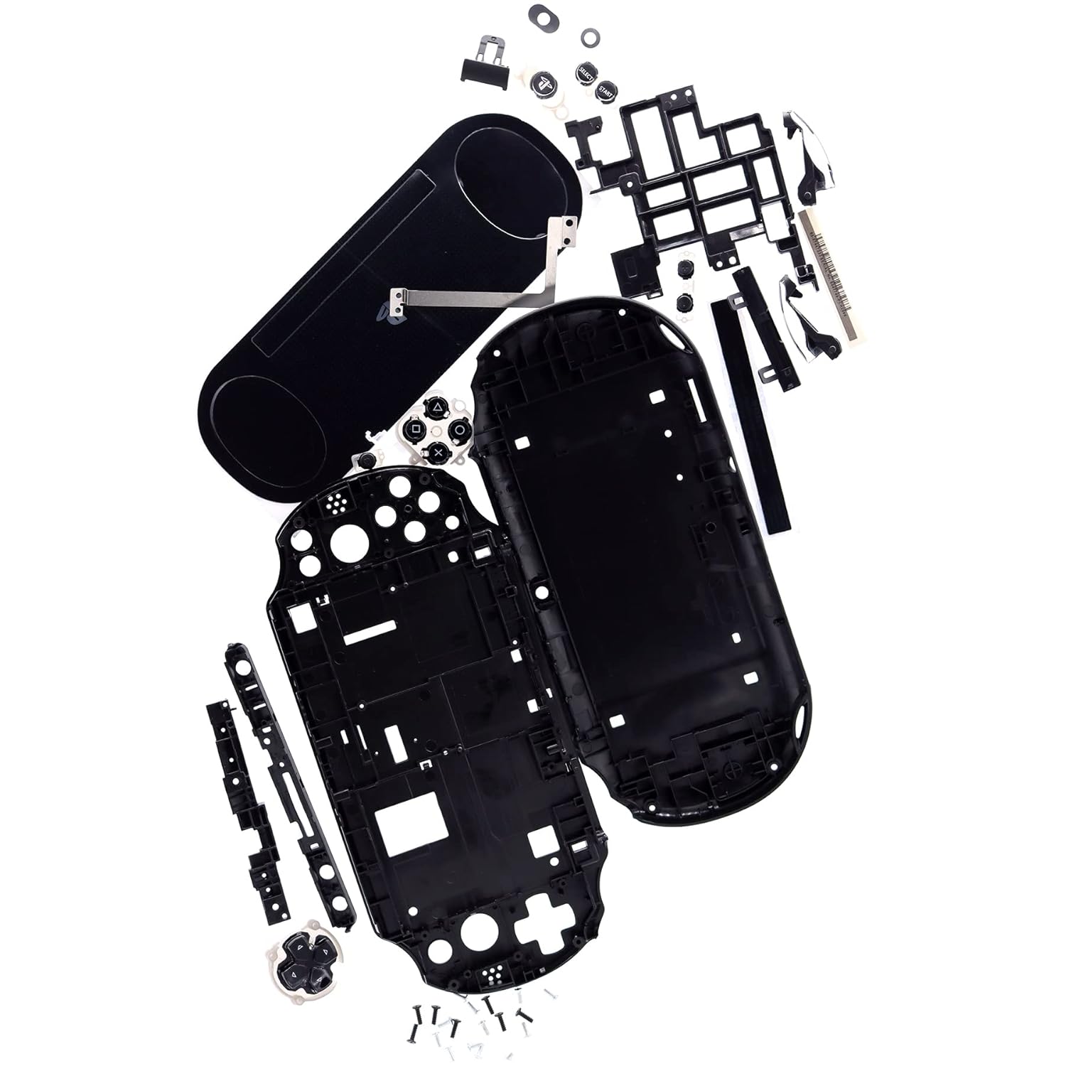 Replacement Housing Shell Case With Buttons For PSV 2000 Console - Black Faceplate Cover Kit