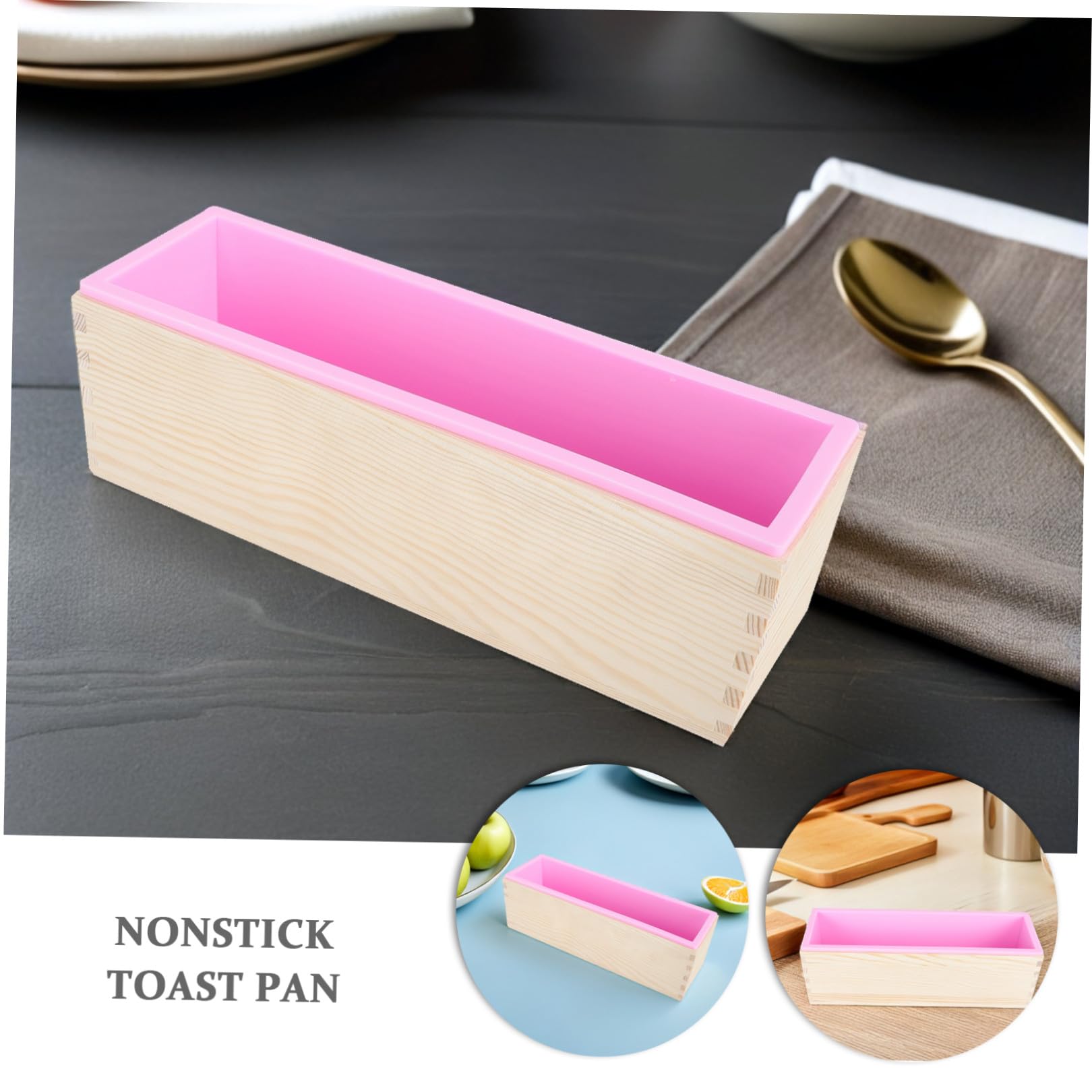 GLEAVI Molde De Madera Para Tostadas Con Tapa Molde Antiadherente Para Hornear Pan De Masa Madre Multiusos Para Pasteles y Jabón De Silicona Cocina
