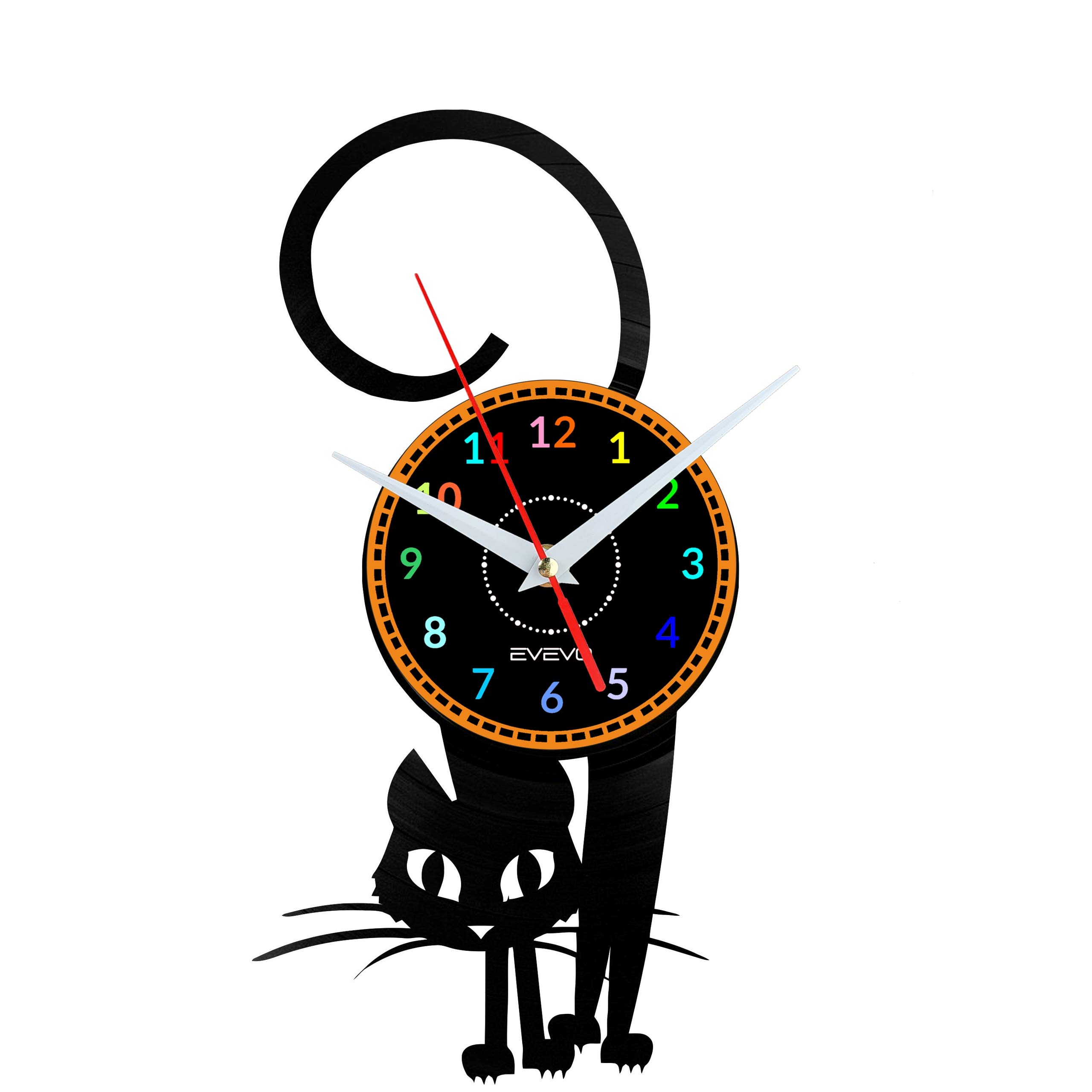 Horloge murale chat en vinyle pour décorer le salon ou la cuisine moderne