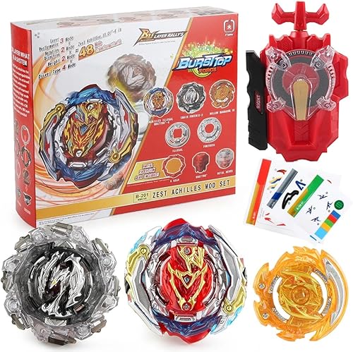Miniatura 4 de Zest Aquiles Blade Juguetes para niños Bey Battle Burst Battling Tops Juego Sparking Launcher Bae Blades Set Left and Right String Launcher Play