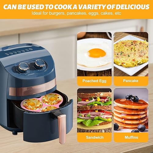 Miniatura 5 de Molde de huevo para freidora de aire, 12 sartén de silicona para huevos, molde antiadherente reutilizable de 3 cavidades, molde para hornear